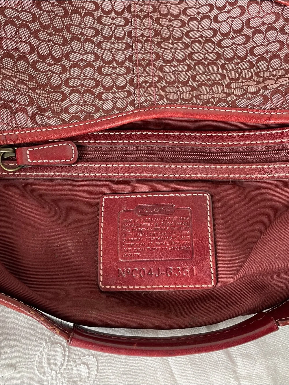 Vintage Coach Soho Mini Signature Hobo Bag Burgundy Canvas Suede Y2K 6351 - Picture 5 of 14
